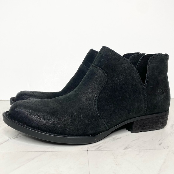 Born Kerri Black Distressed Suede Bootie 8M - Picture 1 of 15